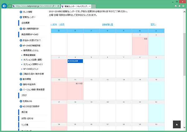 表示形式2：月間カレンダー